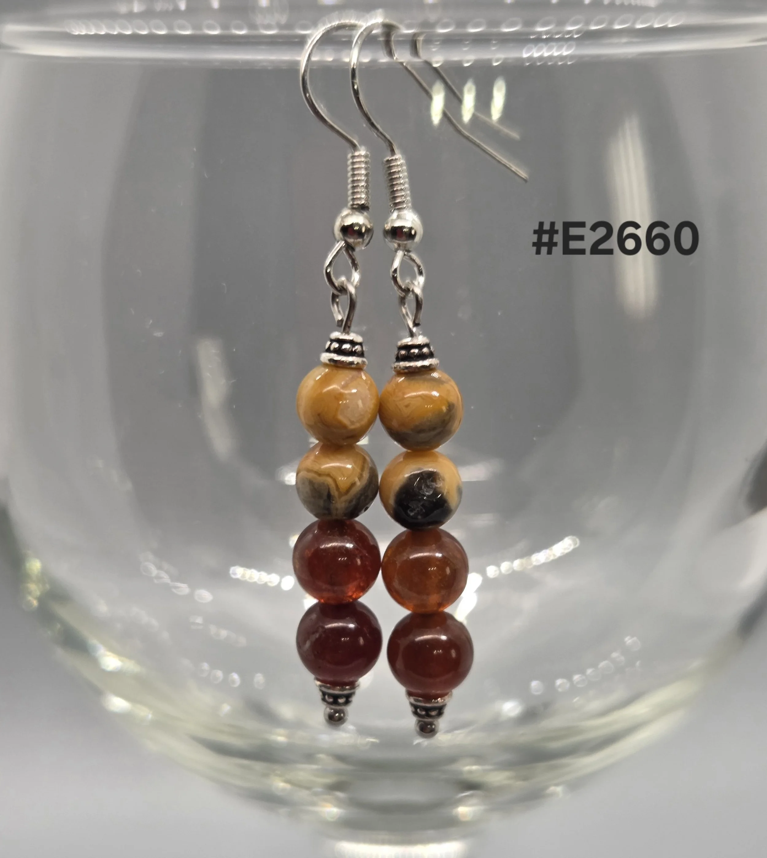 Dangle Earrings - Hessonite and Crazy Lace Agate
