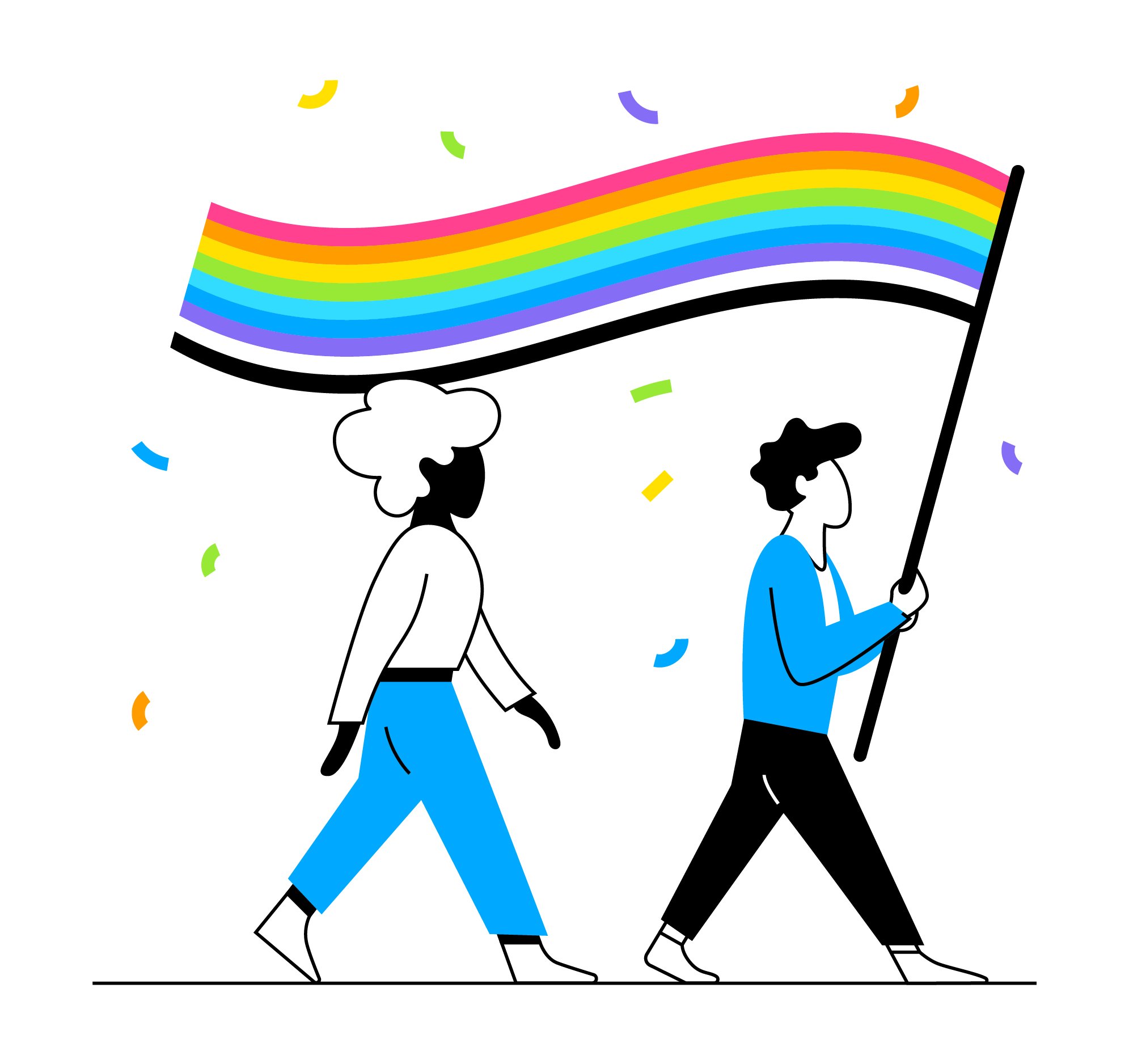 Pride month illustration depicting the brand style for illustrations