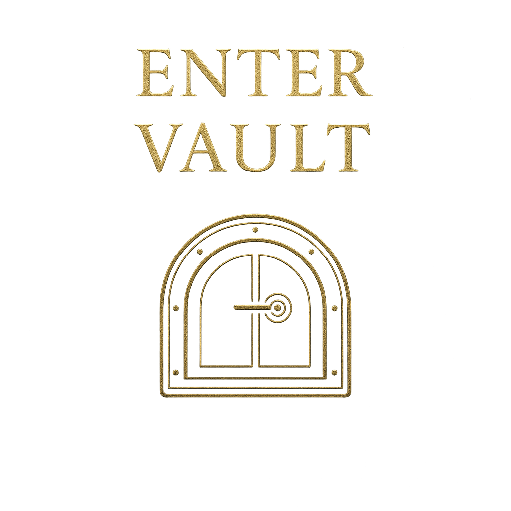 Gold-colored door with the words 'Enter Vault' and a vault door illustration.