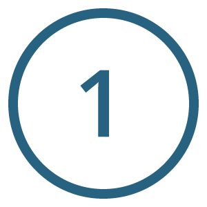 Number one inside a blue circle.