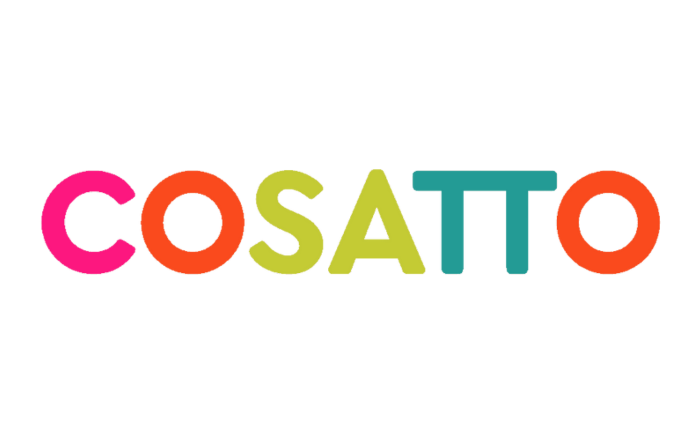 Colorful text spelling out COSAITO in pink, orange, yellow, blue, and teal with a black background.