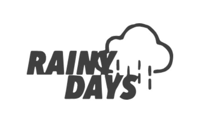 Logo with the text 'Rainy Days' and an umbrella illustration.