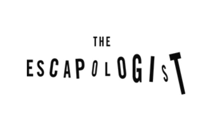 Text saying "The Escapologist" with a dark background.