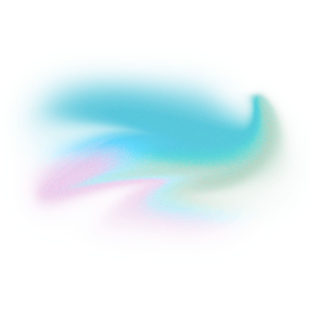 Abstract colorful iridescent cloud shape on bright blue background