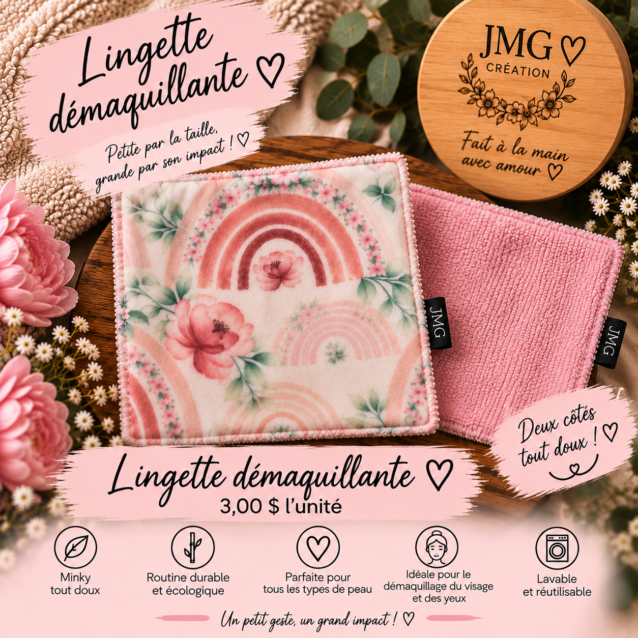 Lingette démaquillante - arc-en-ciel