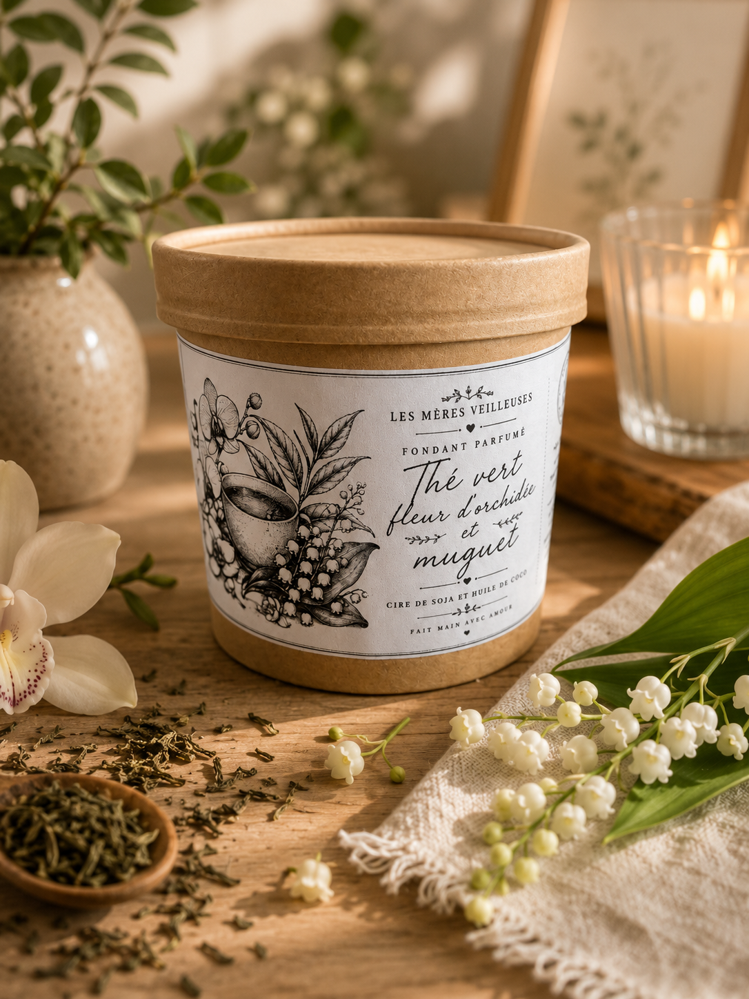 Fondant parfumé thé vert fleur d'orchidée et muguet