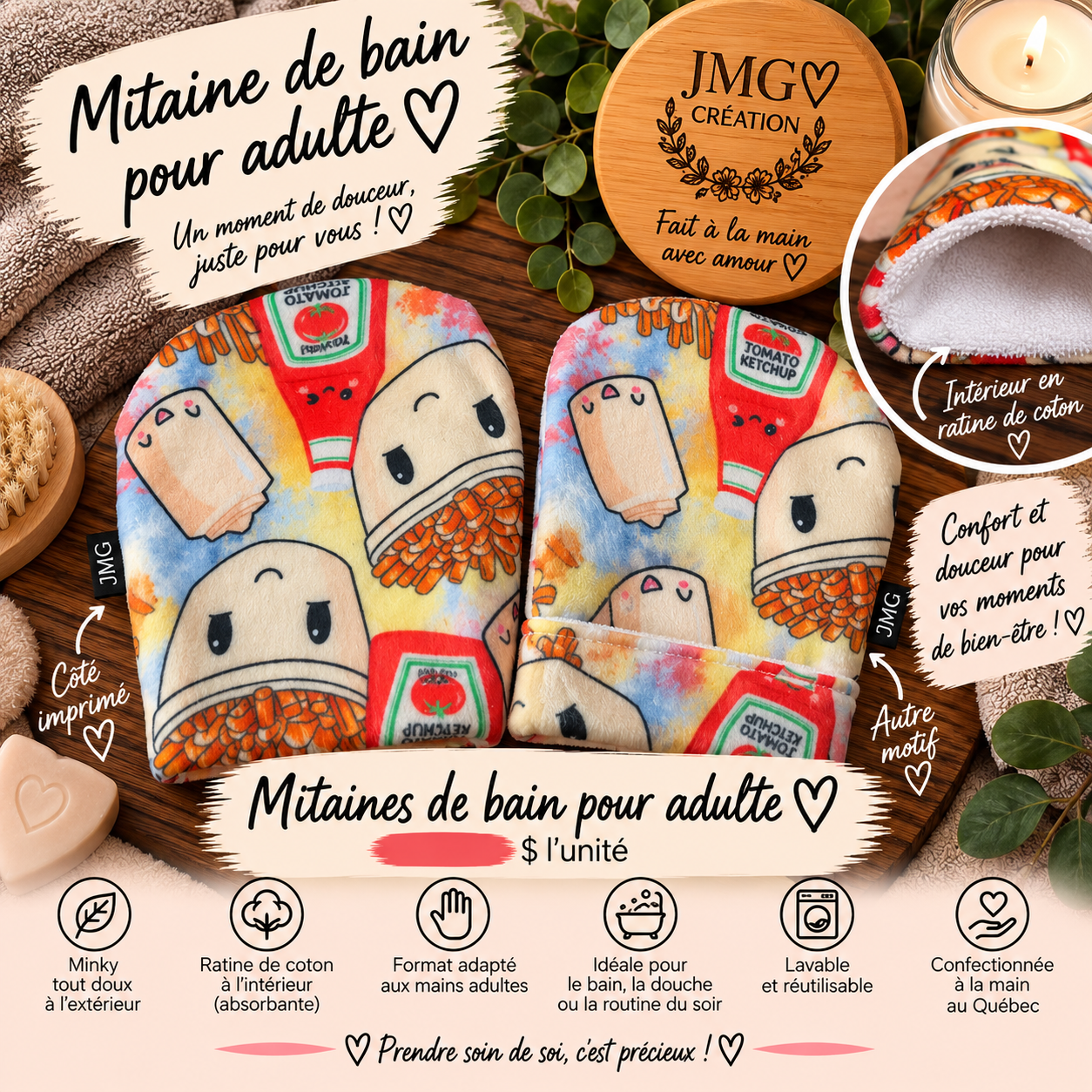Mitaine de bain pour adulte - petite patate