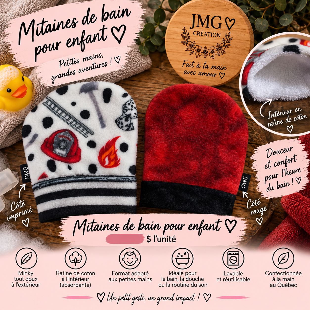 Mitaine de bain pour enfant- Monster Trucks