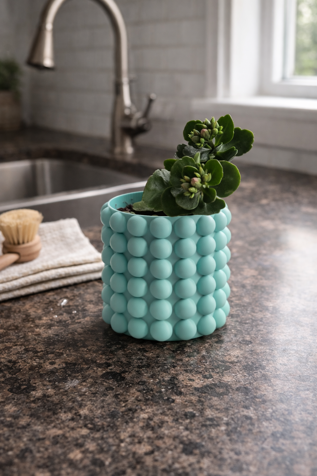 cache pot -  perlé ( bleu pâle, petit )