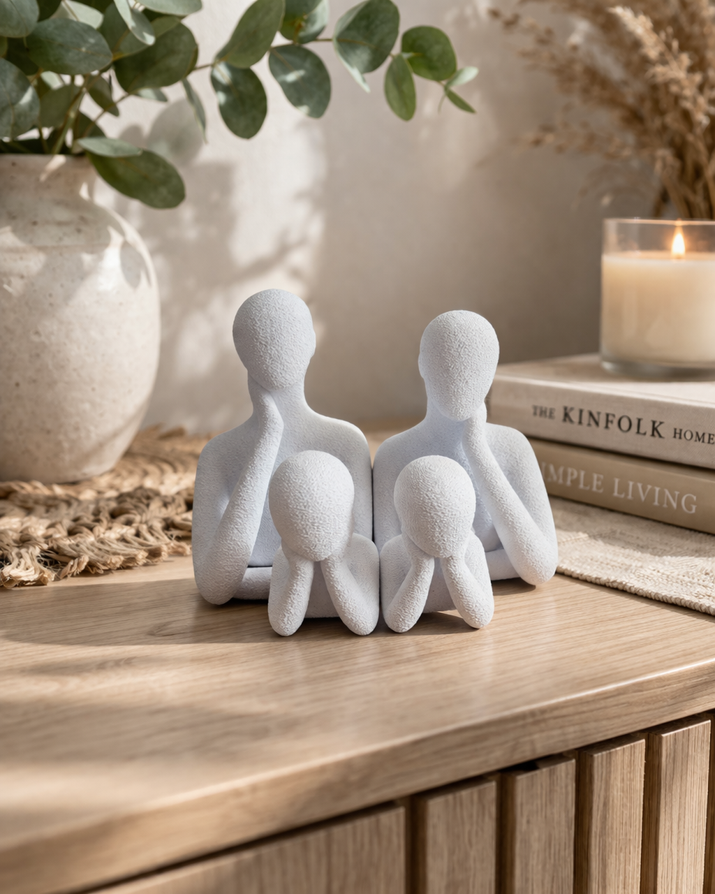 Quatuors statuette - Pause en famille  (2 grand+ 2 petit ,blanc)