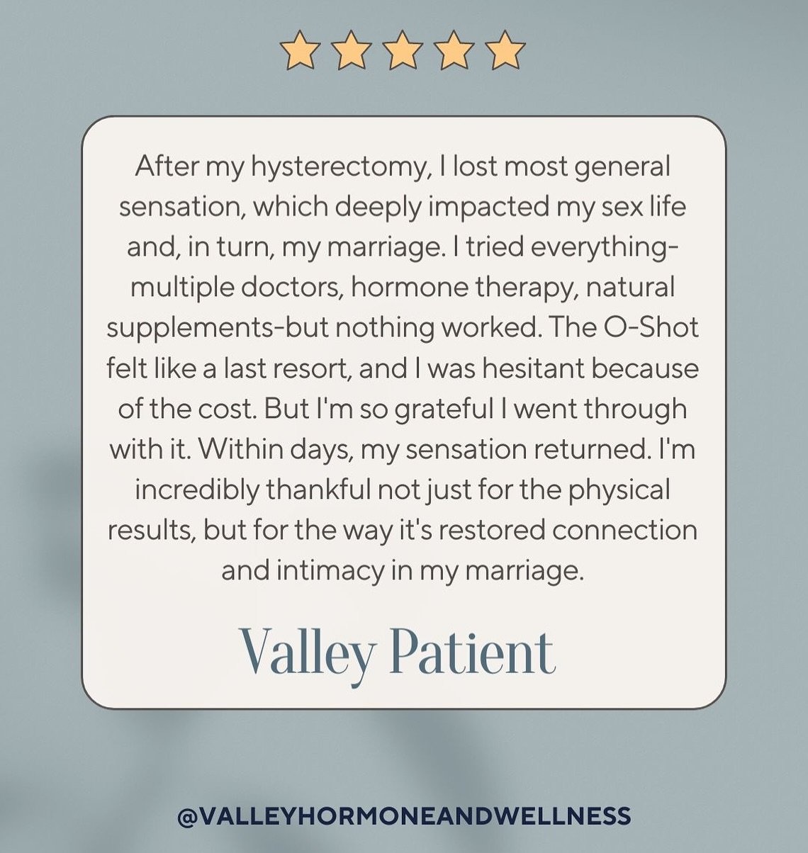 This review is a patients experience after Dr. Cloward performed the Oshot.
We&rsquo;re excited to offer the O-Shot&reg; (Orgasm Shot) &mdash; a non-surgical treatment designed to enhance sexual pleasure, increase orgasm intensity, improve vaginal dr