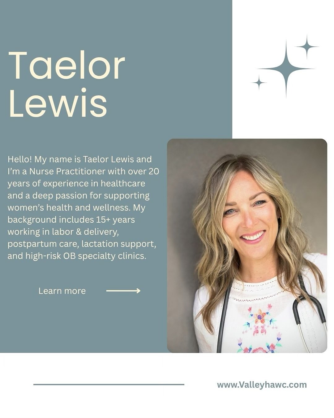 ✨ Meet Taelor Lewis, Nurse Practitioner at Valley Hormone &amp; Wellness! With over 20 years in healthcare and 15+ years supporting women through labor &amp; delivery, postpartum, lactation, and high-risk OB care, Taelor brings deep expertise and car