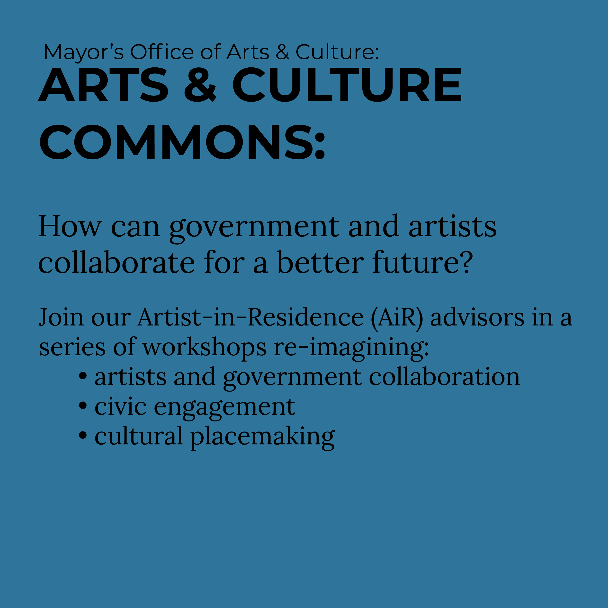 Crafting Civic Practice: An Evening Exploring the Artist-in-Residence (AiR) Program at the City of Boston