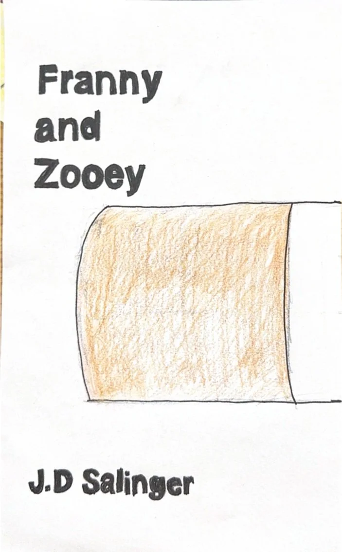 Book cover titled 'Franny and Zooey' by J.D. Salinger, featuring a simple drawing of a half circle or a rounded shape in tan color.
