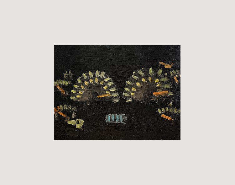 Dashboard, 2025, Oil on masonite, 12 in × 9 in, 30.48 cm × 22.86 cm