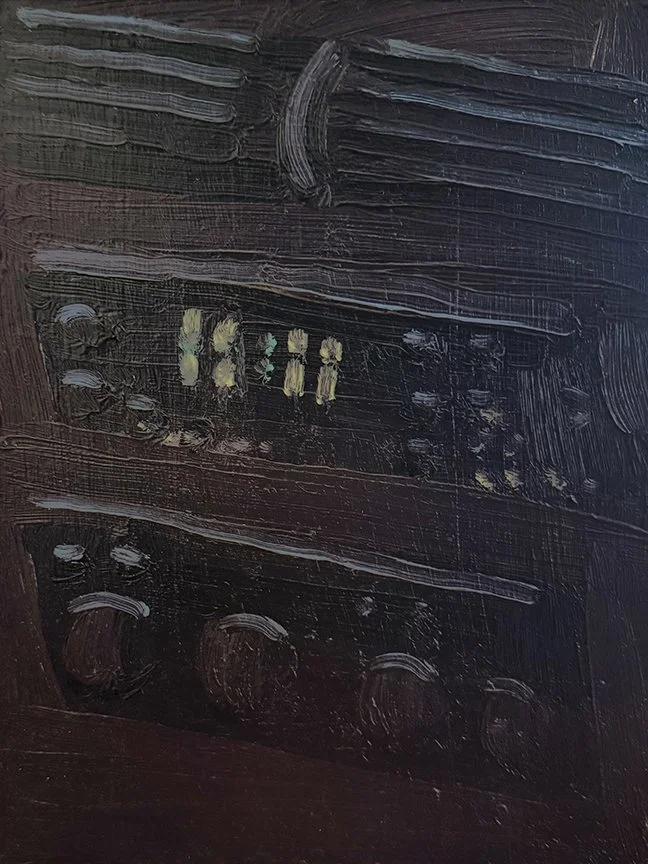 11:11, 2025, Oil on masonite, 9 in × 12 in, 22.86 cm × 30.48 cm