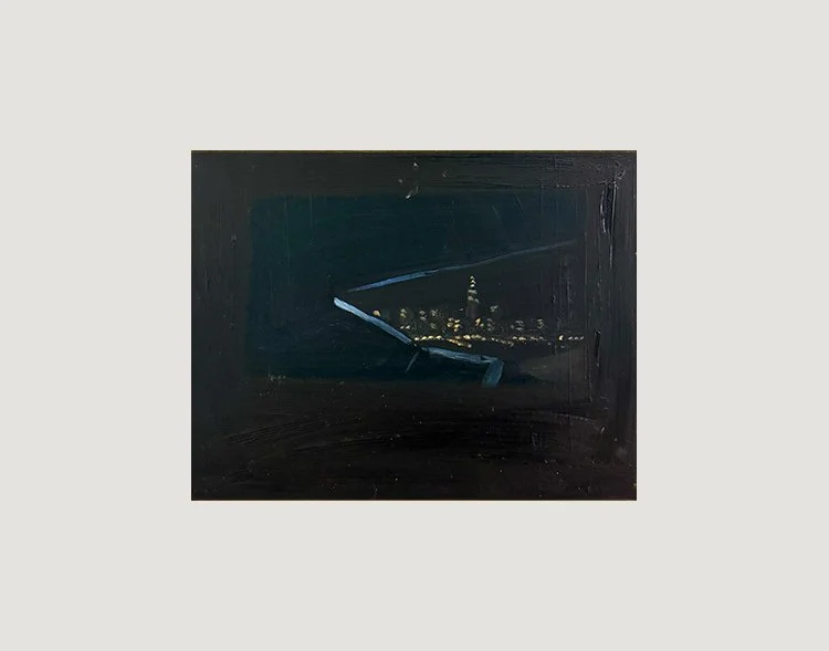 Cab to Brooklyn, 2025, Oil on masonite, 18 in × 14 in, 45.72 cm × 35.56 cm