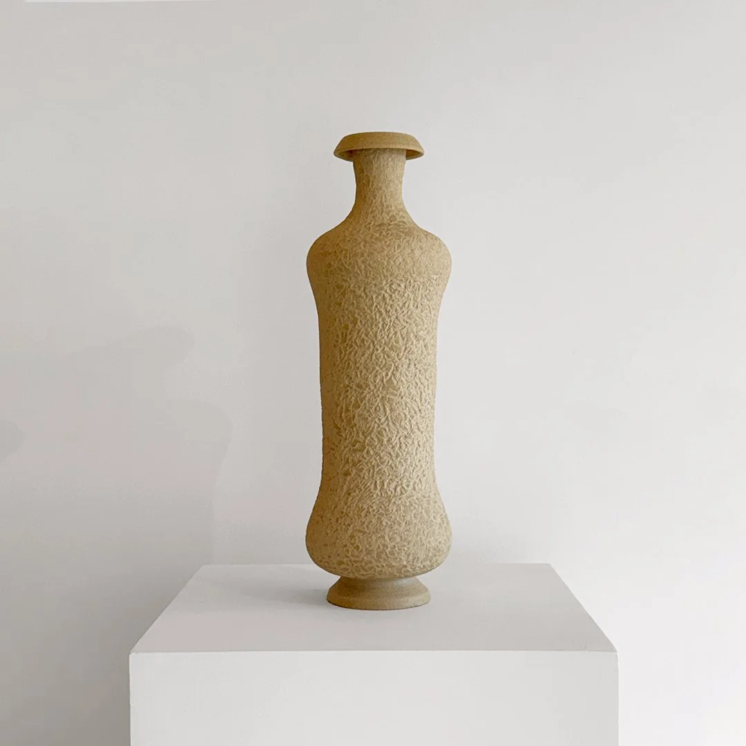 Hourglass Amphora, 2026, Unglazed stoneware, 21.5 in H × 7 in diameter
(54.6 × 17.8 cm)