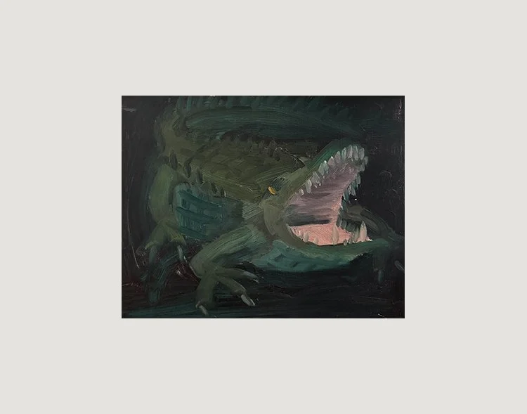 ’Gator, 2025, Oil on masonite, 14 in × 11 in, 35.56 cm x 27.94 cm