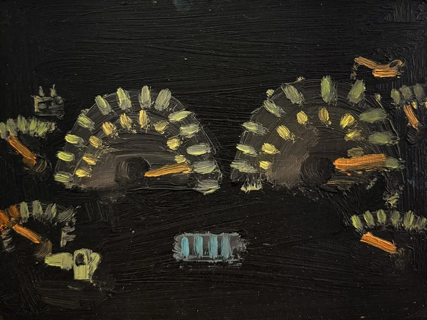 Dashboard, 2025, Oil on masonite, 12 in × 9 in, 30.48 cm × 22.86 cm