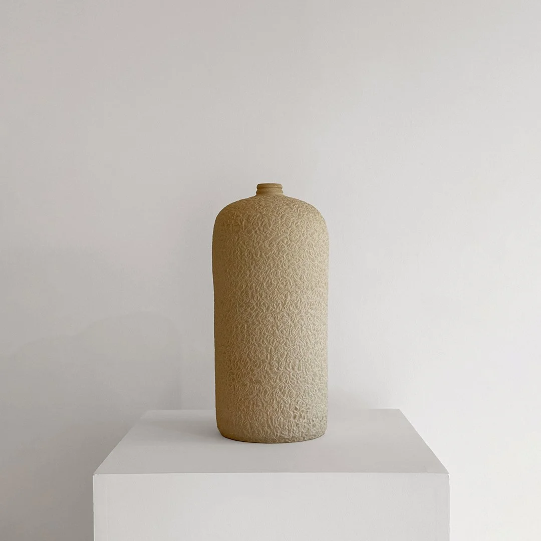 Untitled Vessel 04, 2026, Unglazed stoneware, 16 in H × 7 in diameter
(40.6 × 17.8 cm)