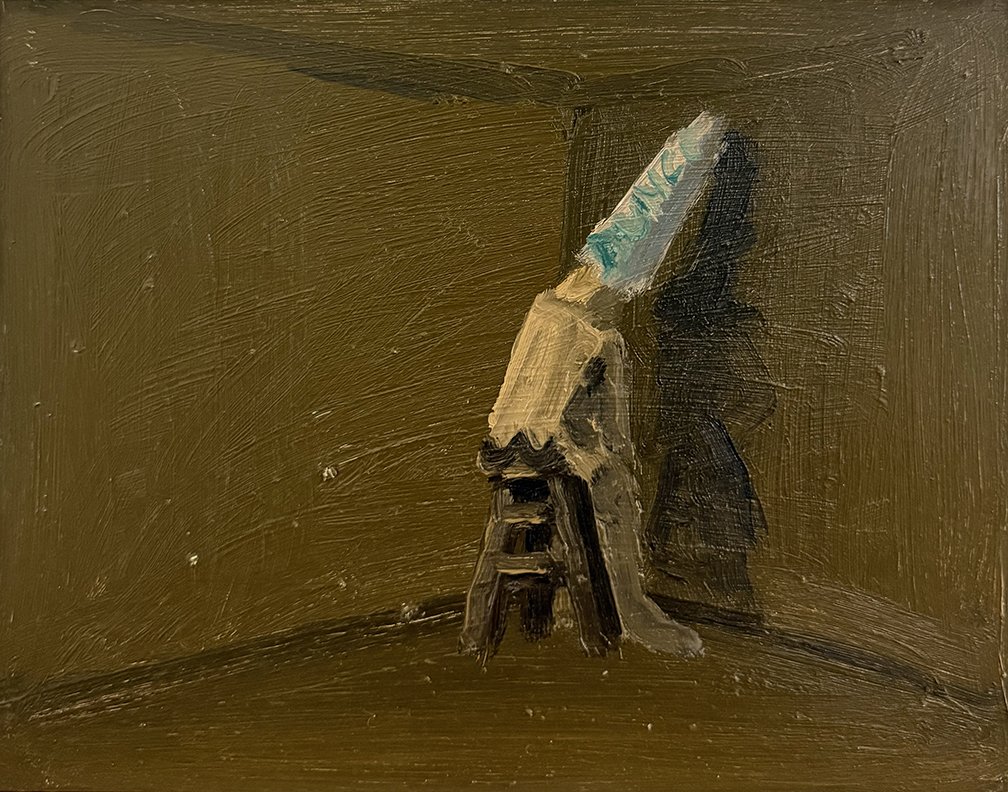 Dunce, 2025, Oil on masonite, 14 in × 11 in, 35.56 cm x 27.94 cm