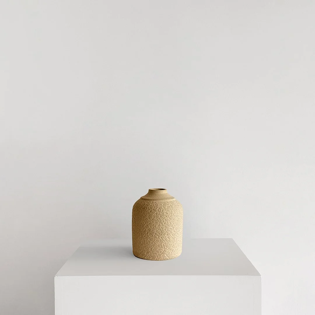 Untitled Vessel 08, 2026, Unglazed stoneware, 7.5 in H × 6 in diameter (19.1 cm H × 15.2 cm)