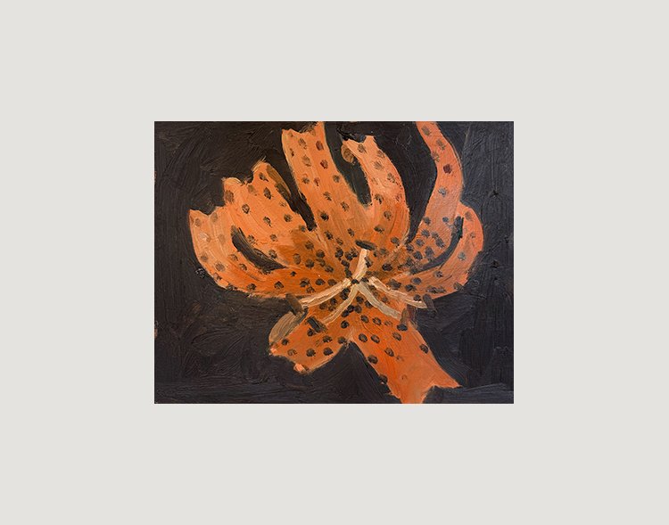 Tiger Lily, 2025, Oil on masonite, 14 in × 11 in, 35.56 cm x 27.94 cm