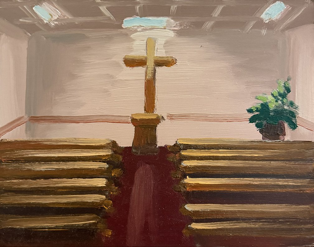 Church, 2025, Oil on masonite, 14 in × 11 in, 35.56 cm x 27.94 cm