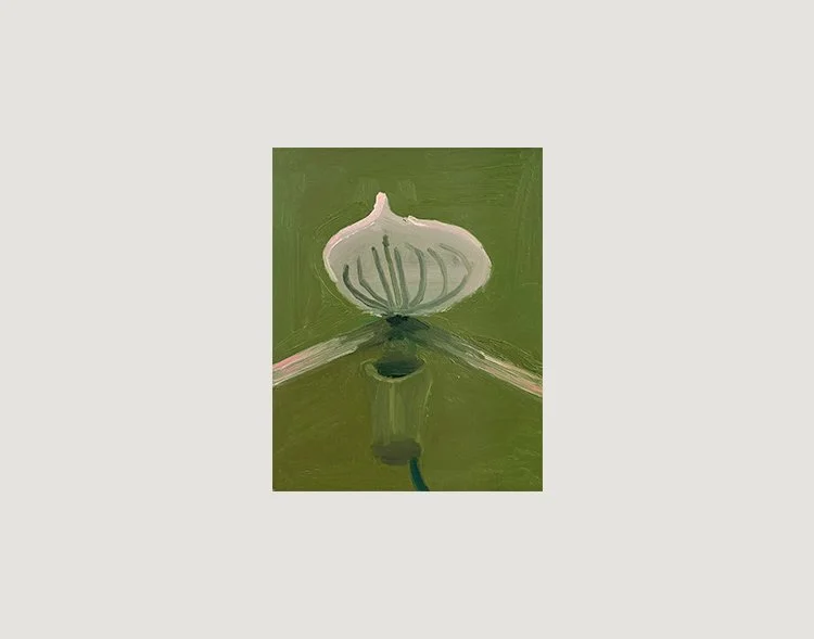 Lady Slipper (Green), 2025, Oil on masonite, 11 in × 14 in, 27.94 cm x 35.56 cm