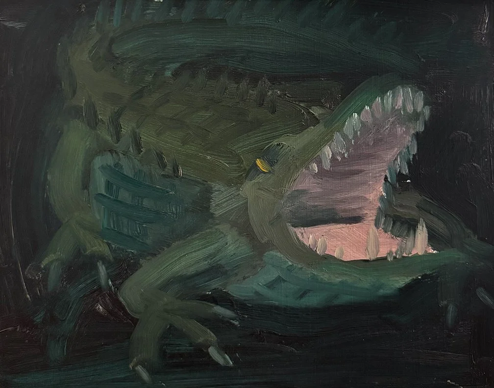 ’Gator, 2025, Oil on masonite, 14 in × 11 in, 35.56 cm x 27.94 cm