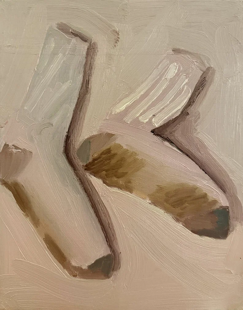 Dirty Socks, 2025, Oil on masonite, 11 in × 14 in, 27.94 cm x 35.56 cm