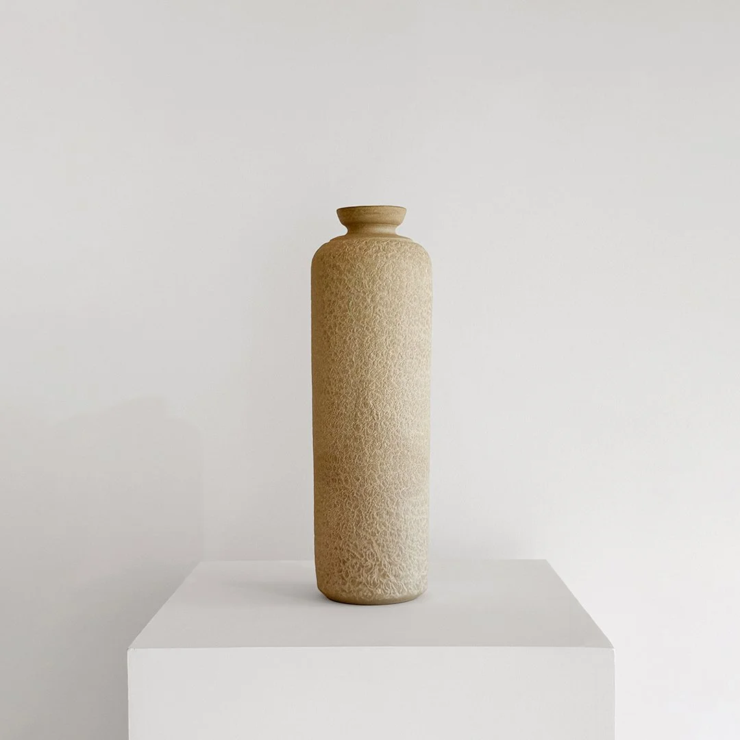 Untitled Vessel 06, 2026, Unglazed stoneware, 18 in H × 5 in diameter
(45.7 × 12.7 cm)