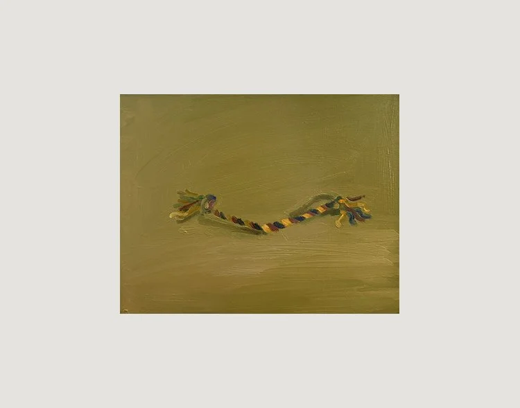 Friendship Bracelet, 2025, Oil on masonite, 14 in × 11 in, 35.56 cm x 27.94 cm