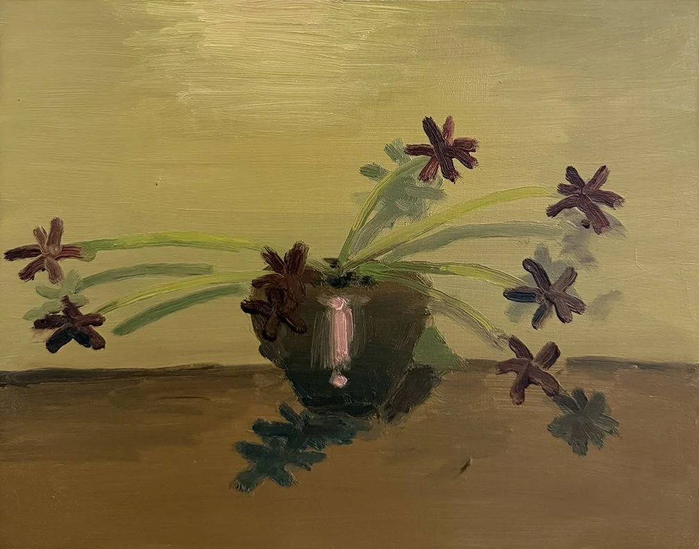 Chocolate Cosmos, 2025, Oil on masonite, 14 in × 11 in, 35.56 cm x 27.94 cm