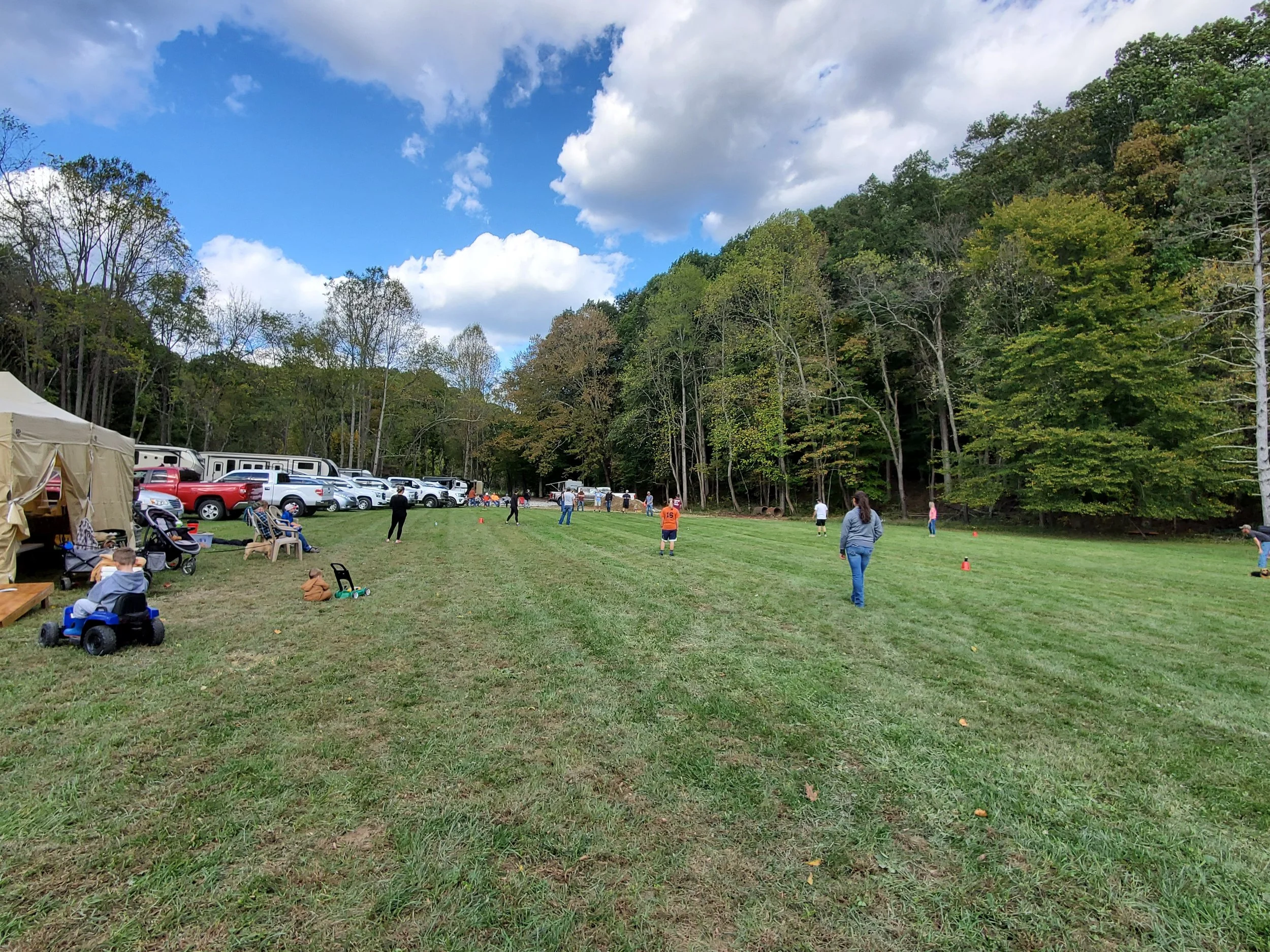 A quiet, peaceful and pet-friendly campground serving the Hocking Hills and Logan, Ohio areas with electric, water, dump station, trash disposal and Wi-Fi on-site. Fire pits and picnic tables are also available at each site.