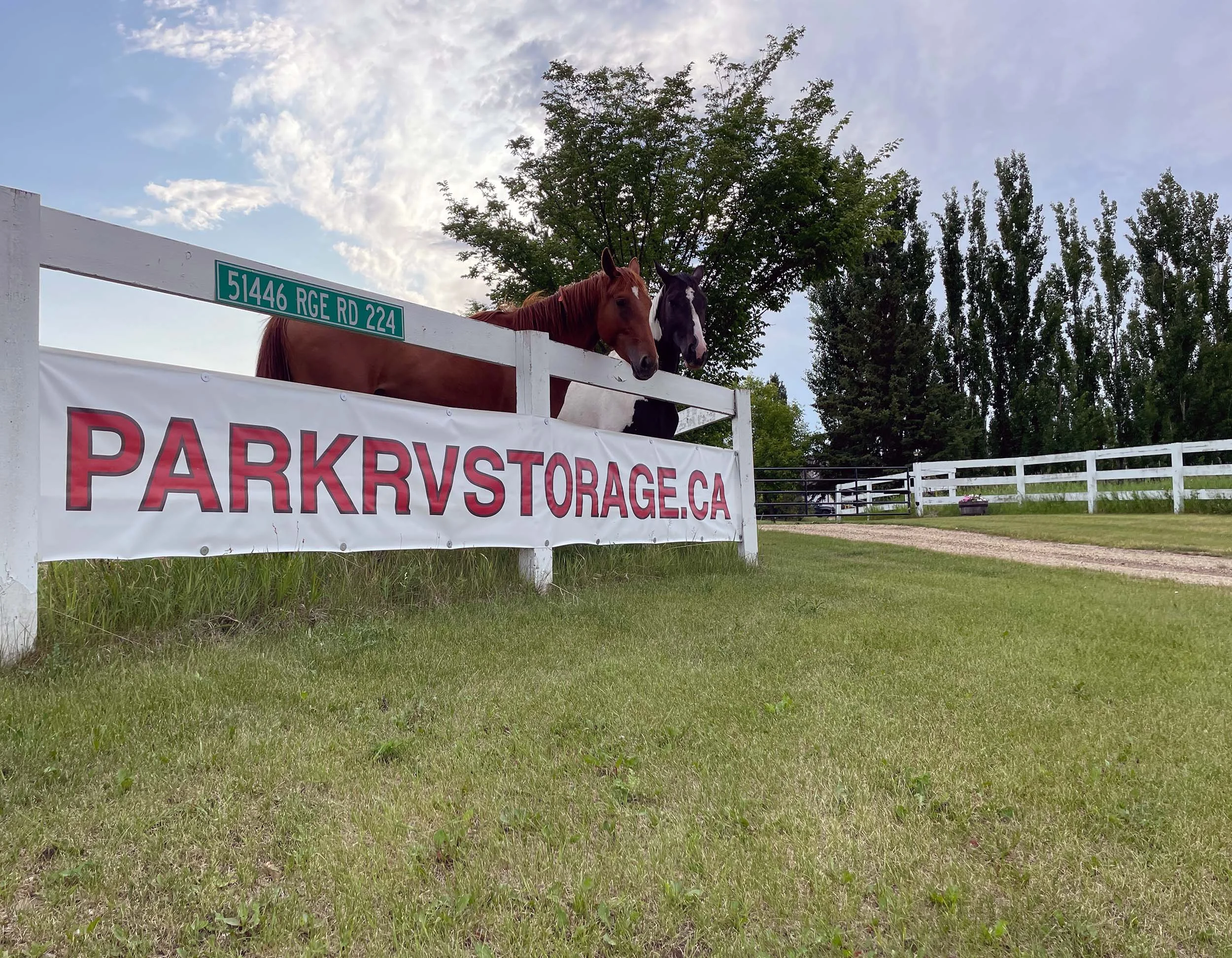 Parkside RV storage sign near Sherwood Park Alberta