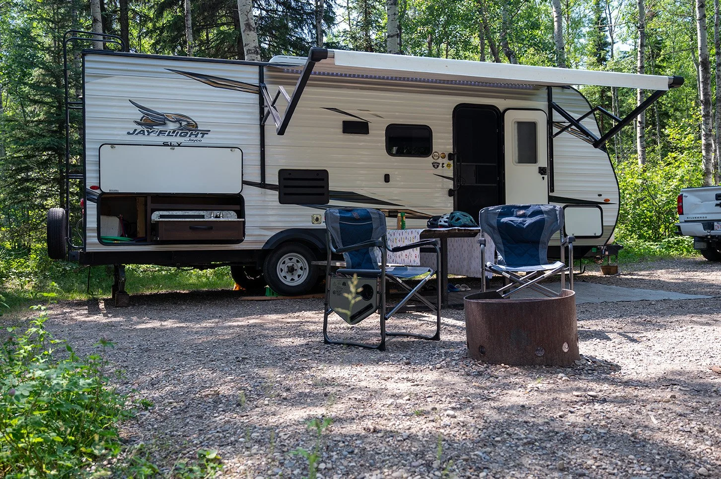 Holiday Trailer rental setup outdoors