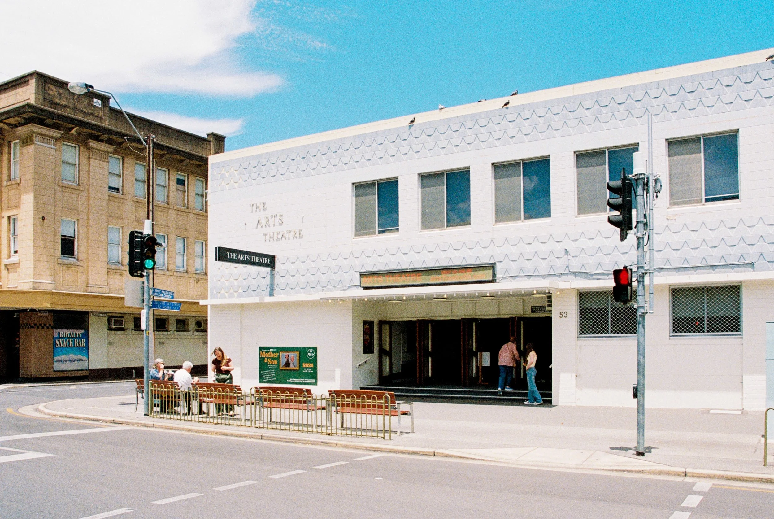 A 35mm film photo taken on a Nikon F3 with 28mm f/2.8 nikkor lens of the Arts Theartre in Adelaide South Australia. This image was processed and scanned by Bright Side Film Lab, Flagstaff Hill South Australia on a Fujifilm Frontier SP-3000 scanner.