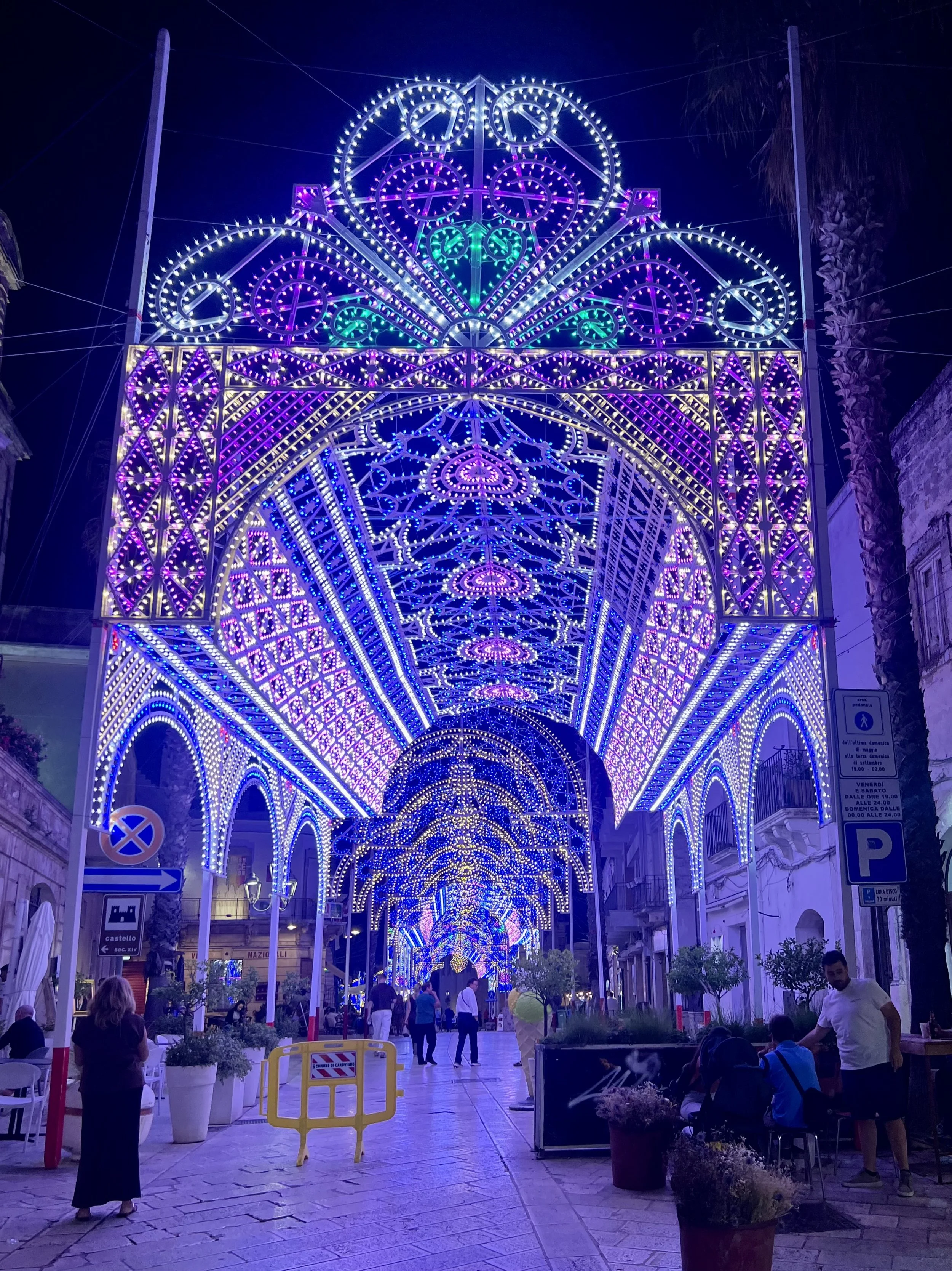 Illuminated festival lights (luminarie) in Puglia