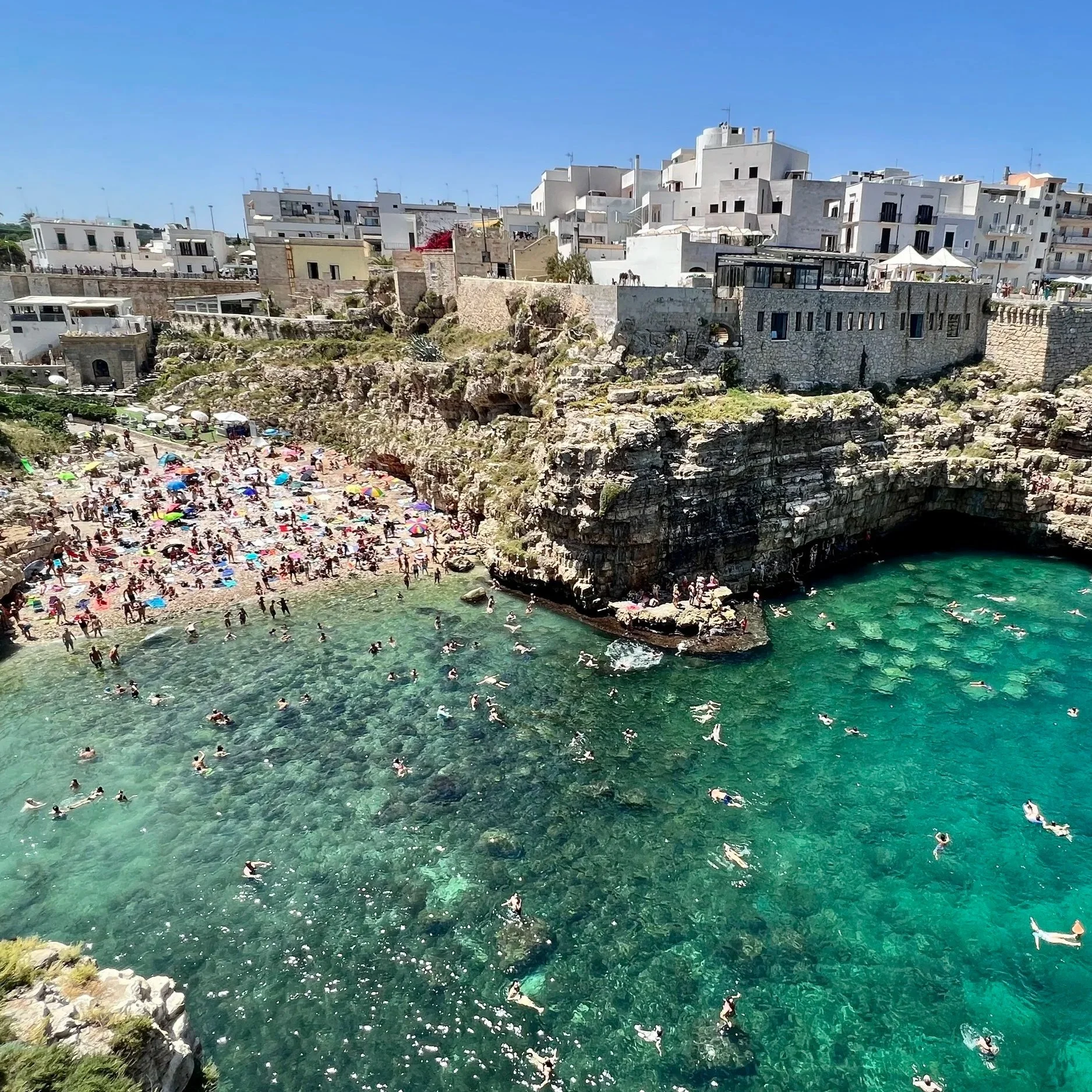 Lama Monachile cove and cliffside old town of Polignano a Mare, Puglia