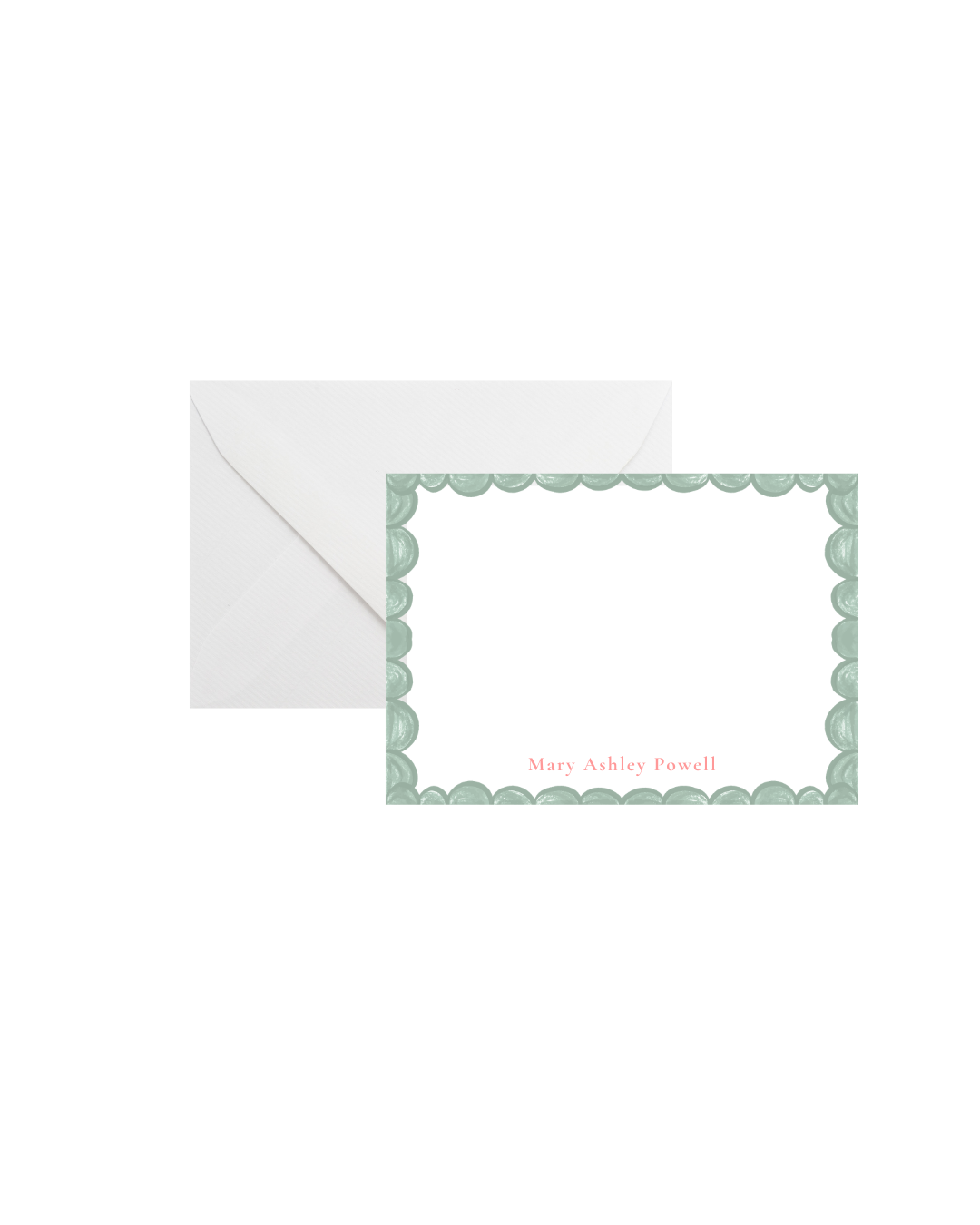 "Green Scallop" Flat Stationary Set