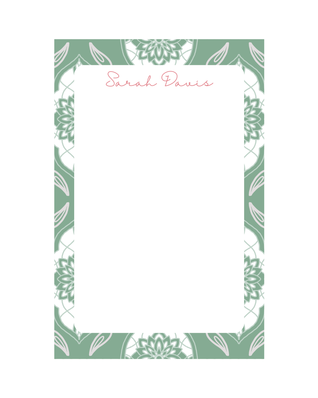 "Green and White"  Notepad