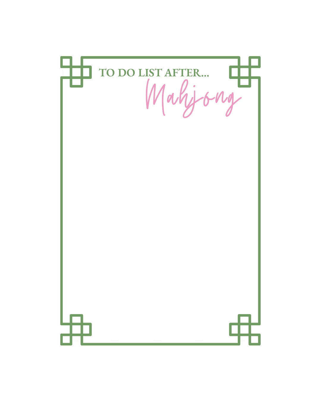"To Do List After Mahjong" Notepad