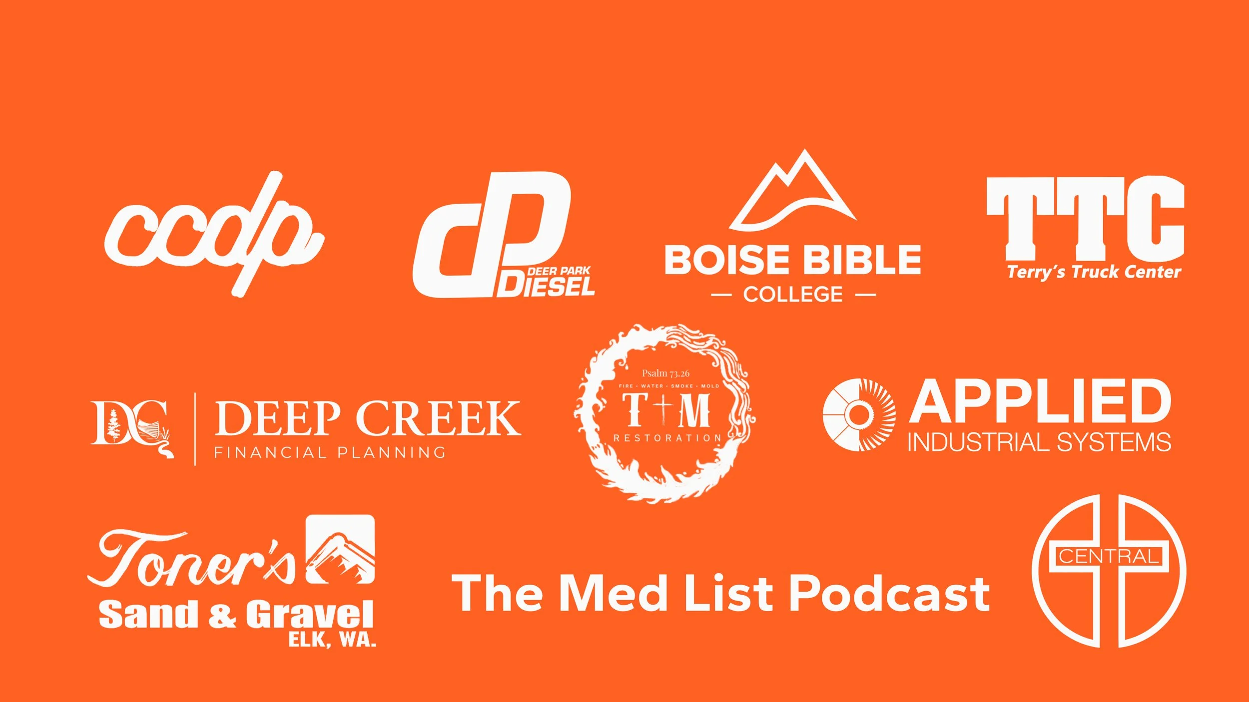 Collection of various company logos that SUMMITLIGHT.MEDIA has worked with displayed on an orange background.