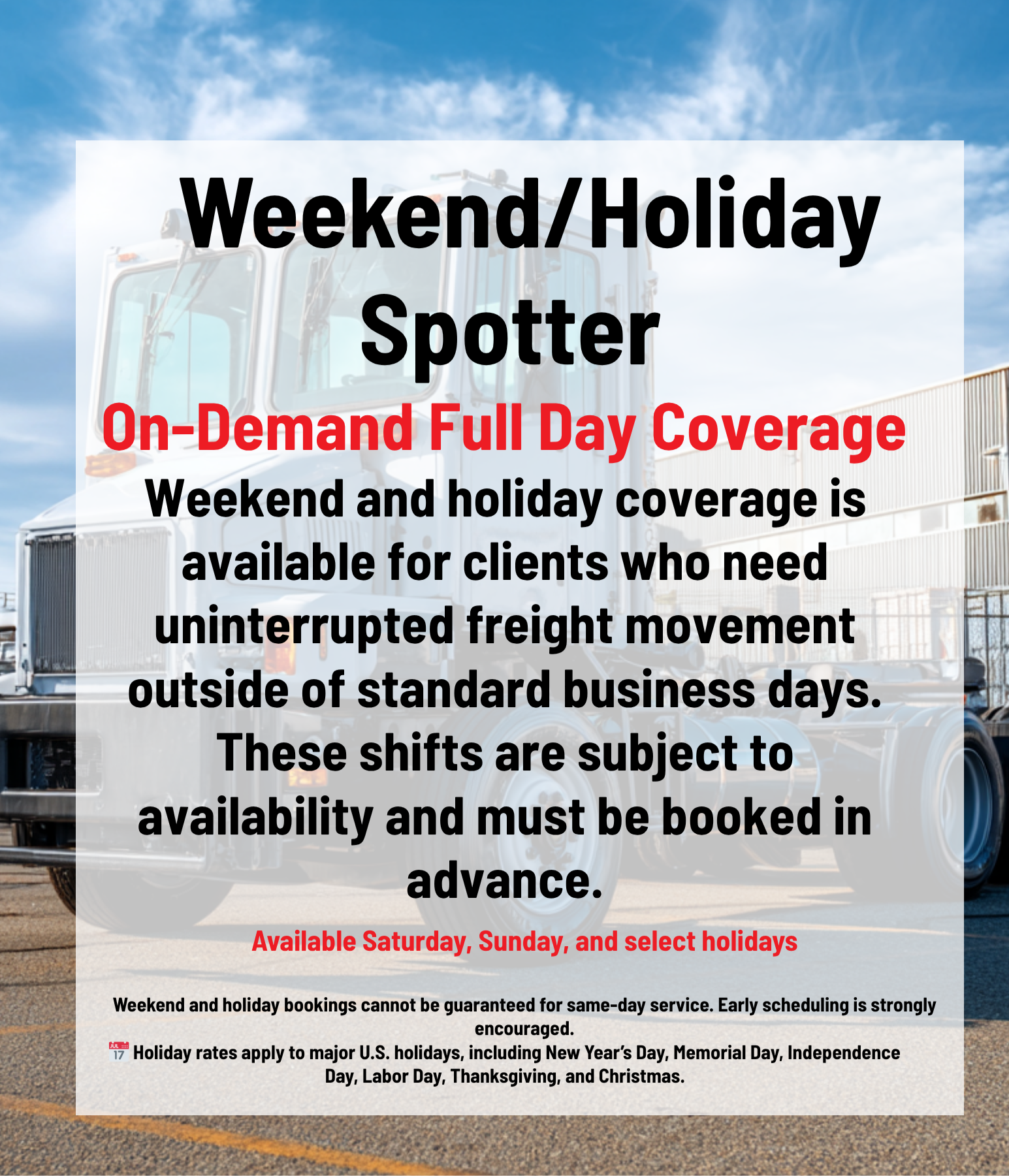 Full Day - Weekend / Holiday Spotter-