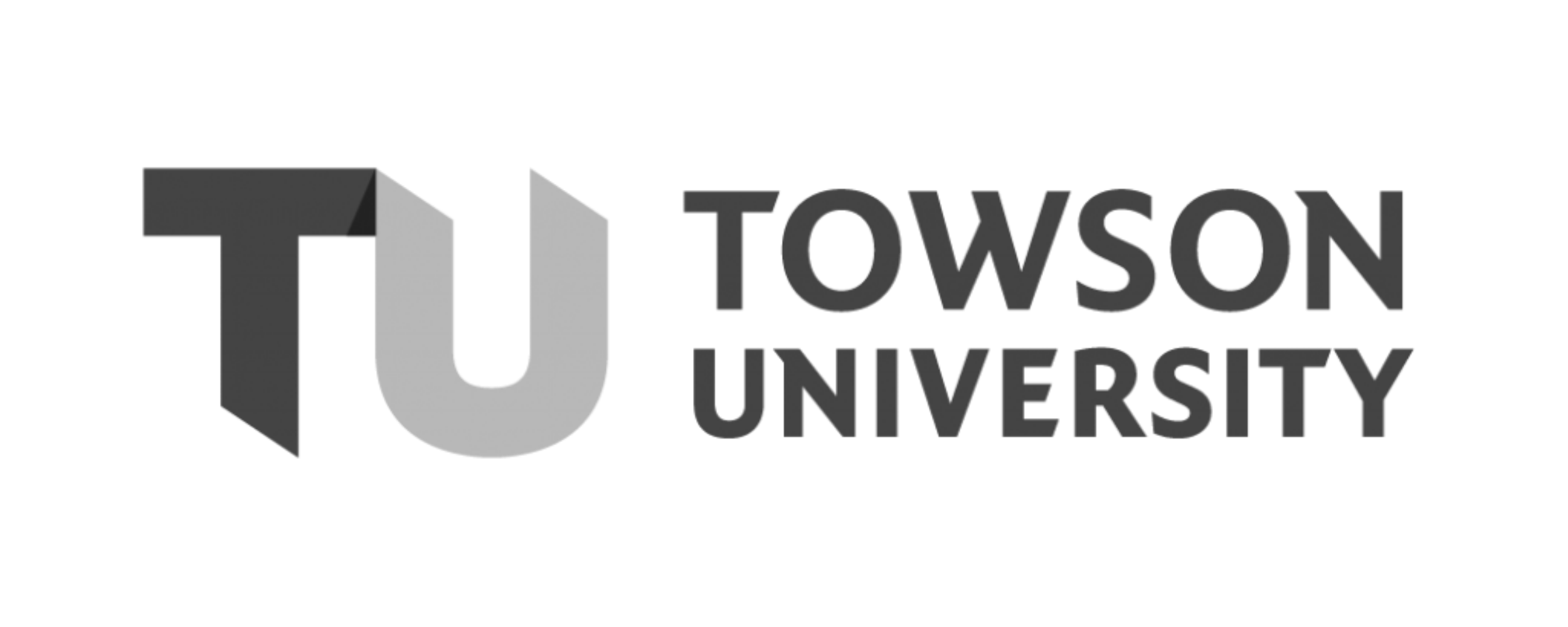 The logo of Towson University featuring the name in black and white with a 3D effect.