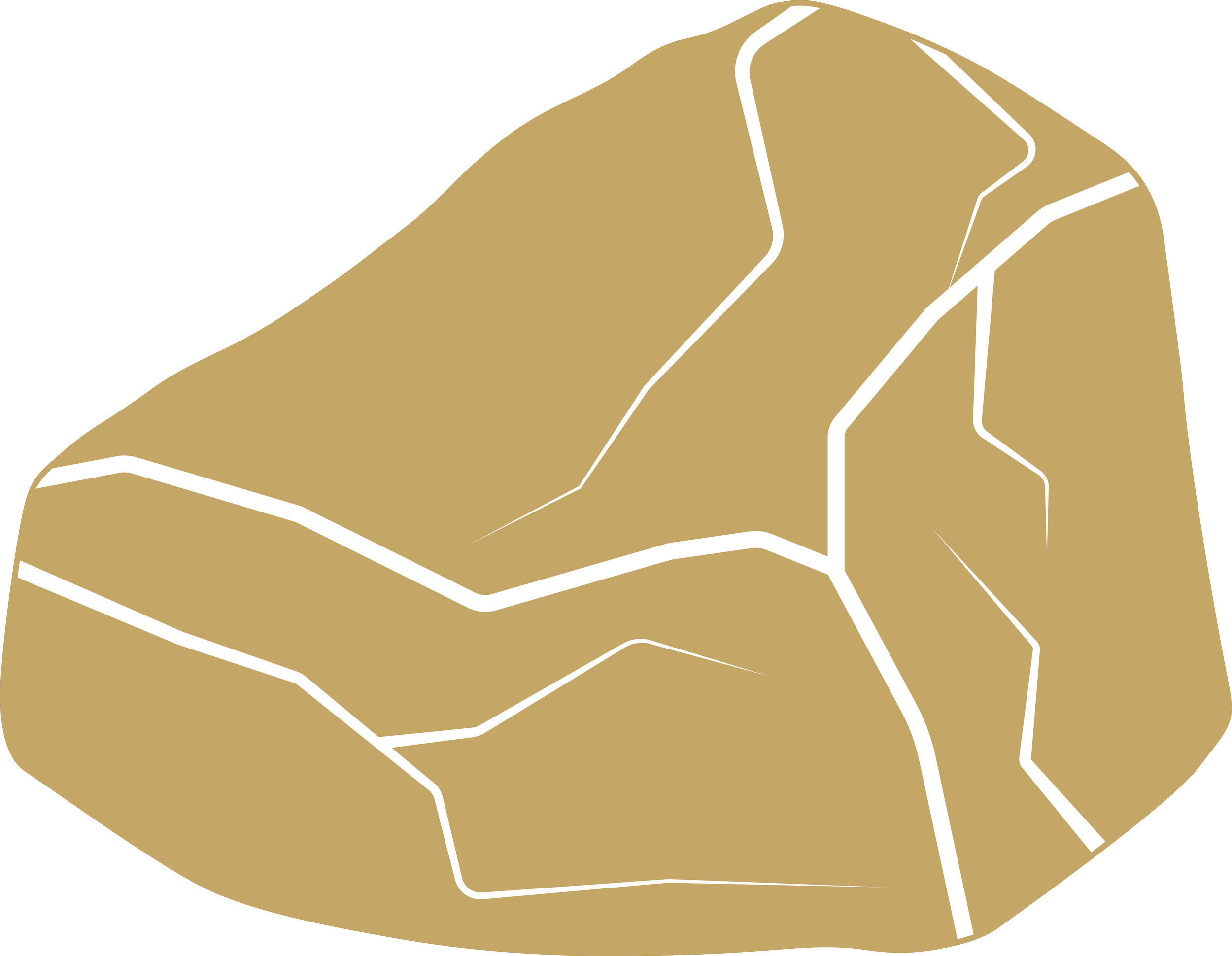 A stylized illustration of a brown rock with white cracks and lines, resembling a geode or gemstone.