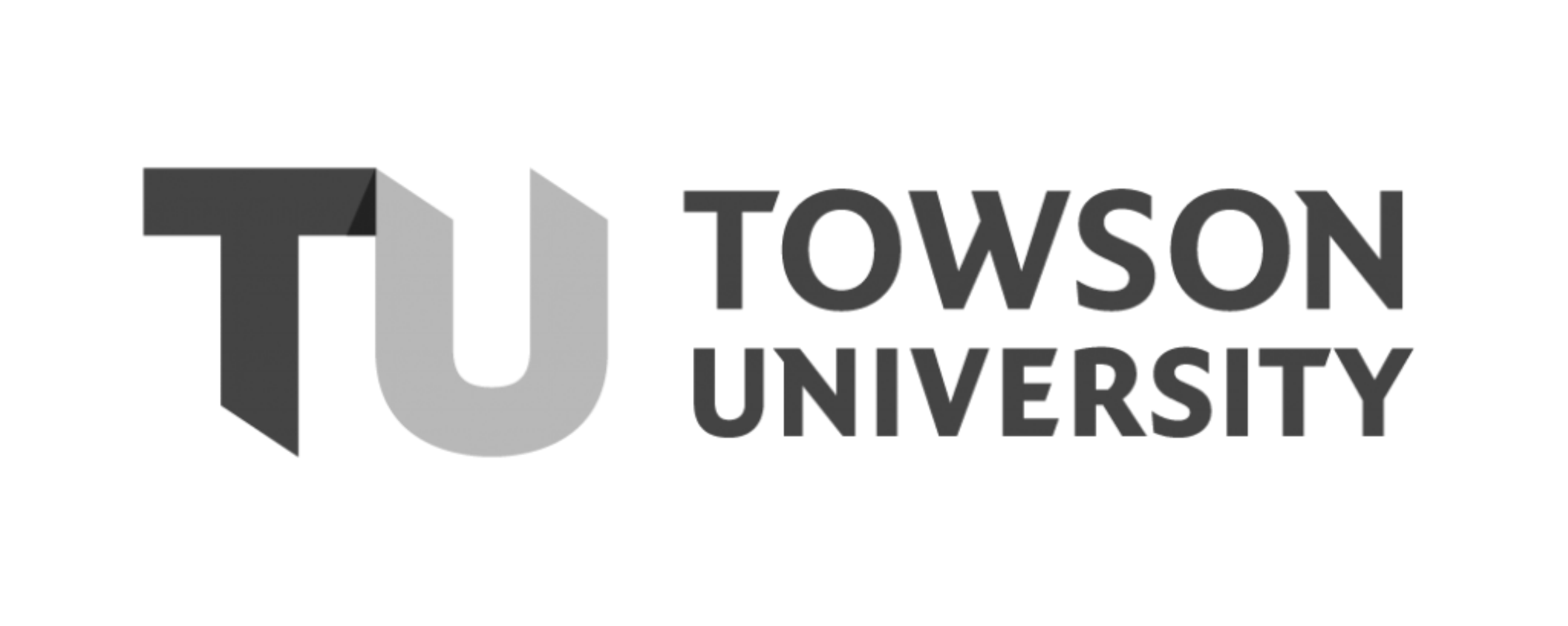 The logo of Towson University featuring the name in black and white with a 3D effect.