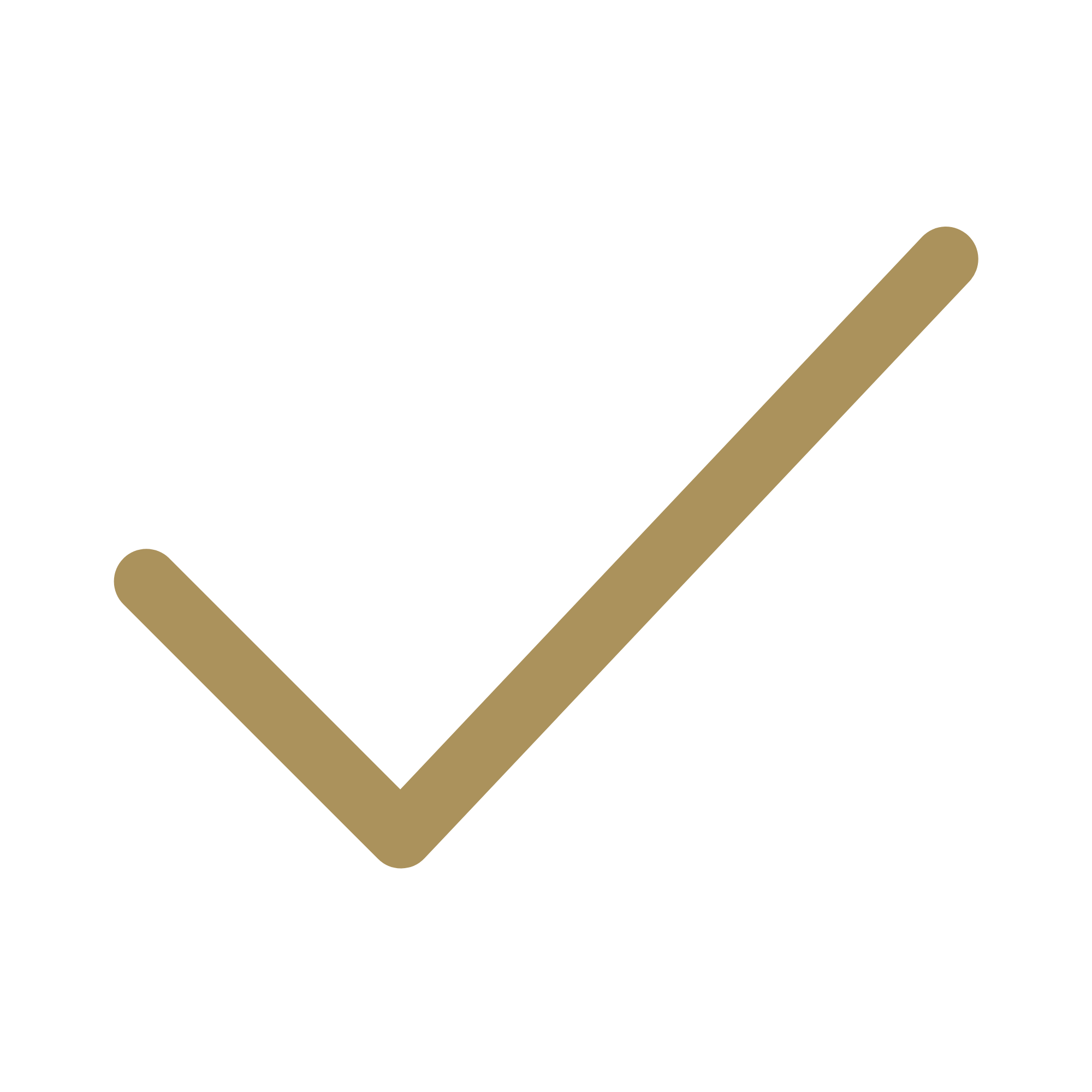 A gold checkmark symbol over a black circular background.